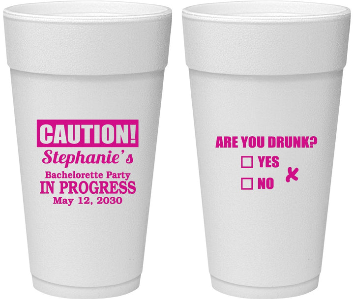Personalized Bachelorette 24 oz Foam Cups - Drunk Yes Or No | 60083