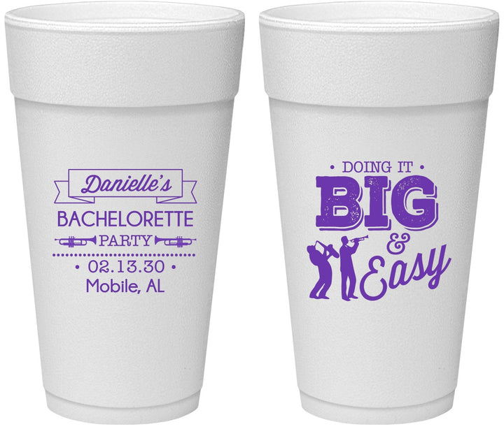 Personalized Bachelorette 24 oz Foam Cups - New Orleans | 60084