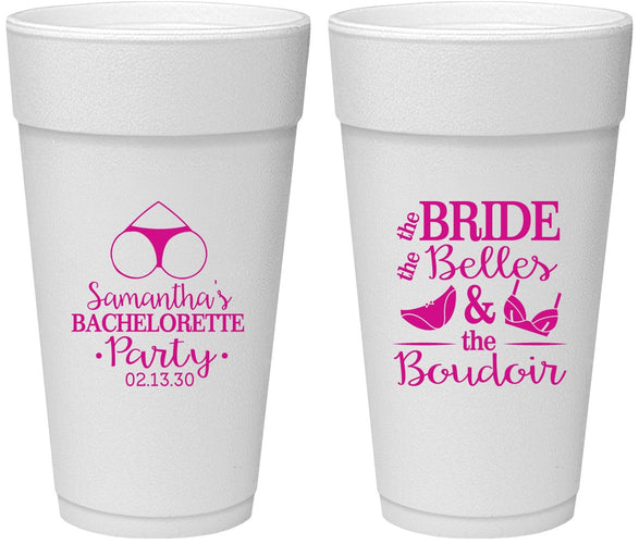 Personalized Bachelorette 24 oz Foam Cups - Brides Bells Boudoir | 60085
