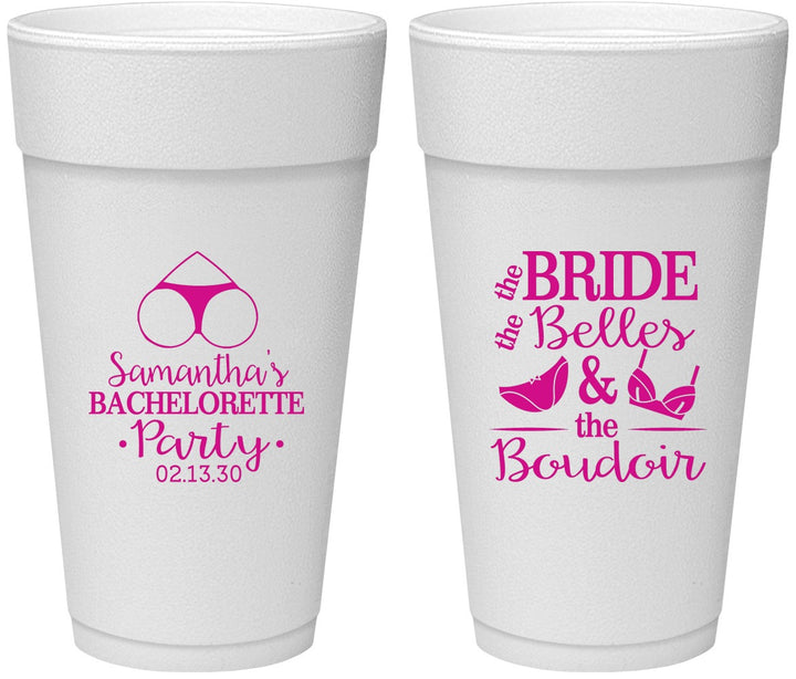 Personalized Bachelorette 24 oz Foam Cups - Brides Bells Boudoir | 60085