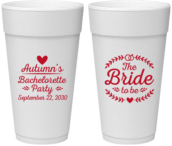 Personalized Bachelorette 24 oz Foam Cups - Bride To Be | 60088