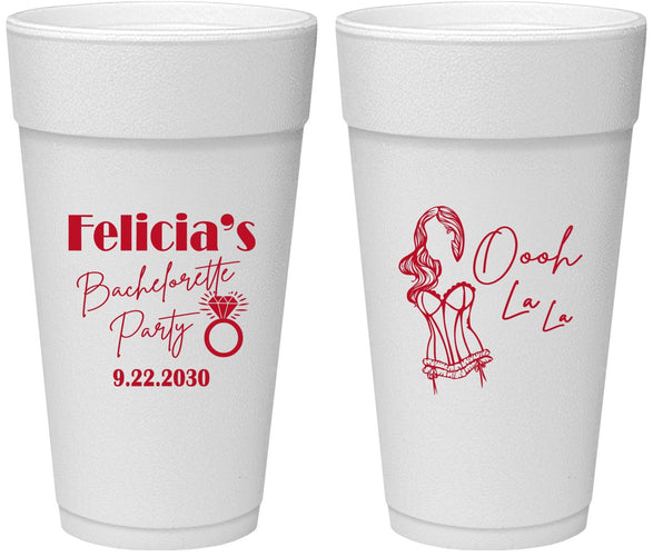 Personalized Bachelorette 24 oz Foam Cups - Paris | 60090