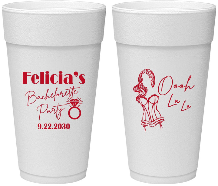 Personalized Bachelorette 24 oz Foam Cups - Paris | 60090