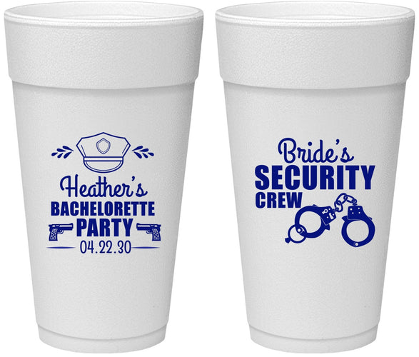 Personalized Bachelorette 24 oz Foam Cups - Police Security Crew | 60091