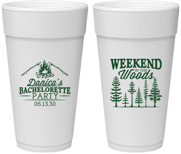 Personalized Bachelorette 24 oz Foam Cups - Camping | 60094
