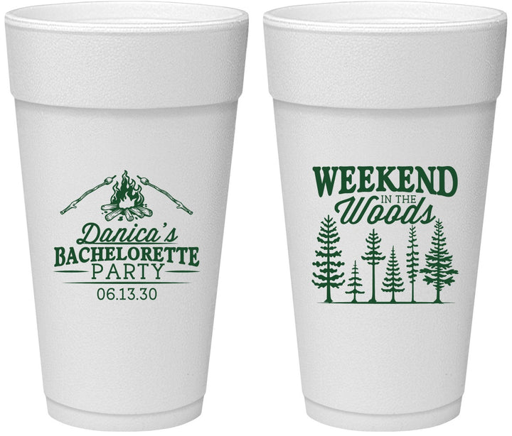 Personalized Bachelorette 24 oz Foam Cups - Camping | 60094