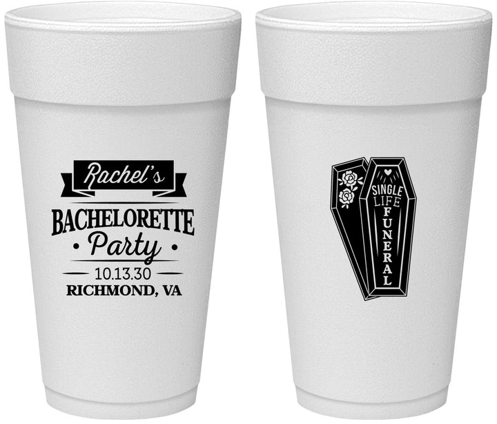Personalized Bachelorette 24 oz Foam Cups - Rip Single Life | 60096