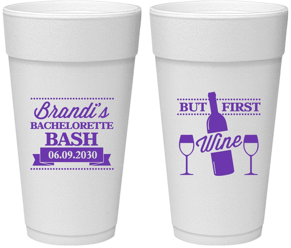 Personalized Bachelorette 24 oz Foam Cups - Wine | 60099