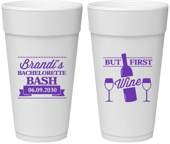 Personalized Bachelorette 24 oz Foam Cups - Wine | 60099