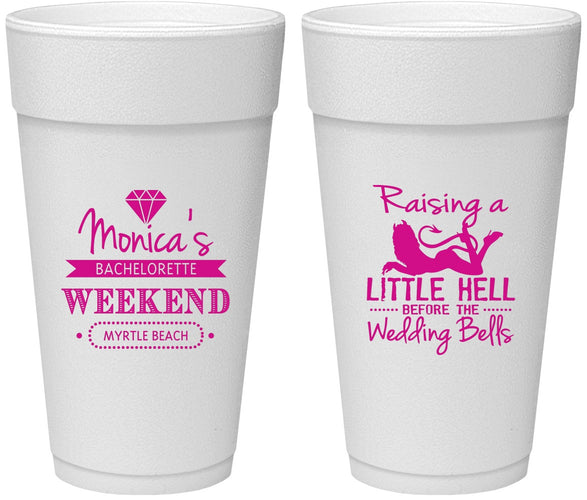 Personalized Bachelorette 24 oz Foam Cups - Raising A Little Hell | 60103