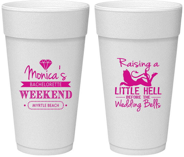 Personalized Bachelorette 24 oz Foam Cups - Raising A Little Hell | 60103