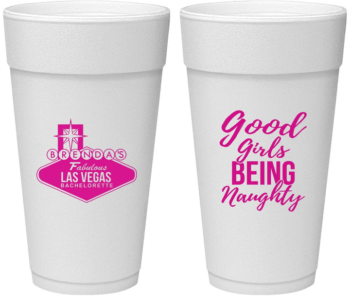 Personalized Bachelorette 24 oz Foam Cups - Good Girls Naughty | 60111
