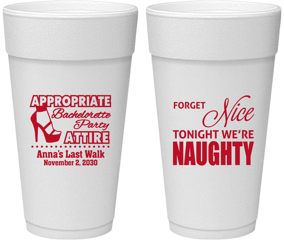 Personalized Bachelorette 24 oz Foam Cups - Nice Tonight Naughty | 60112