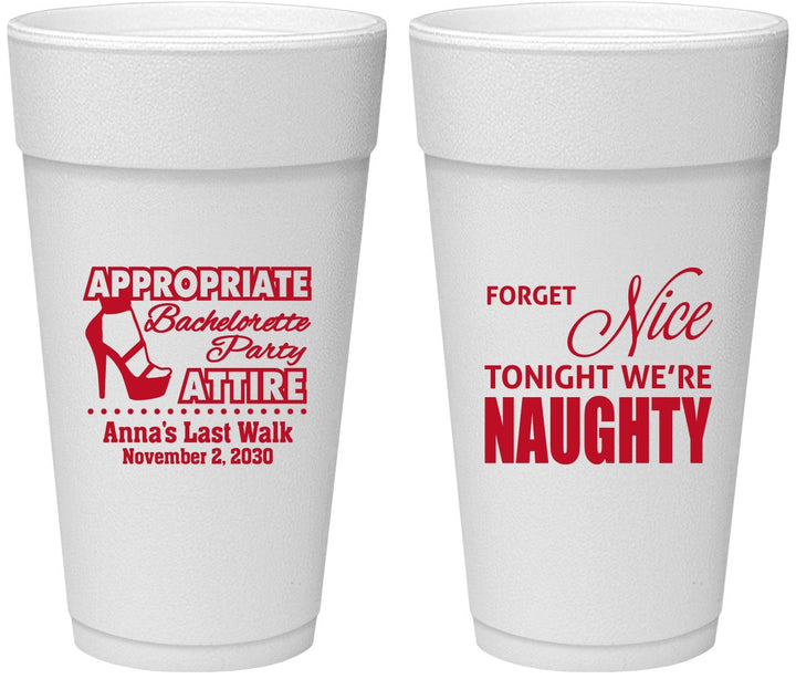 Personalized Bachelorette 24 oz Foam Cups - Nice Tonight Naughty | 60112