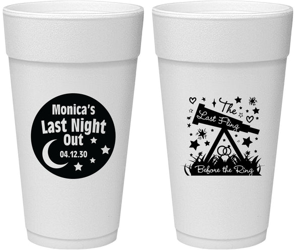 Personalized Bachelorette 24 oz Foam Cups - Last Fling Before Rings | 60113
