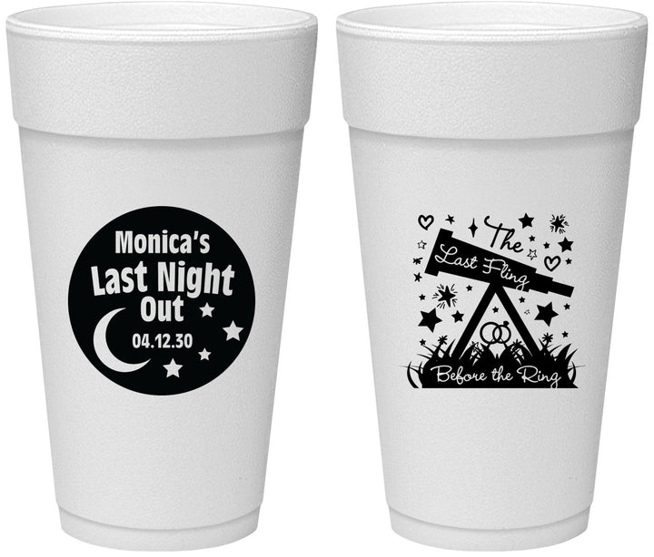 Personalized Bachelorette 24 oz Foam Cups - Last Fling Before Rings | 60113