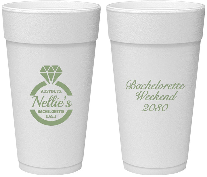 Personalized Bachelorette 24 oz Foam Cups - Ring | 60115