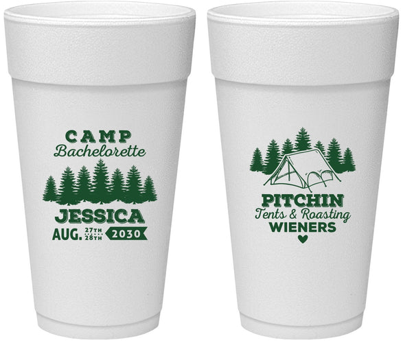 Personalized Bachelorette 24 oz Foam Cups - Camping | 60124