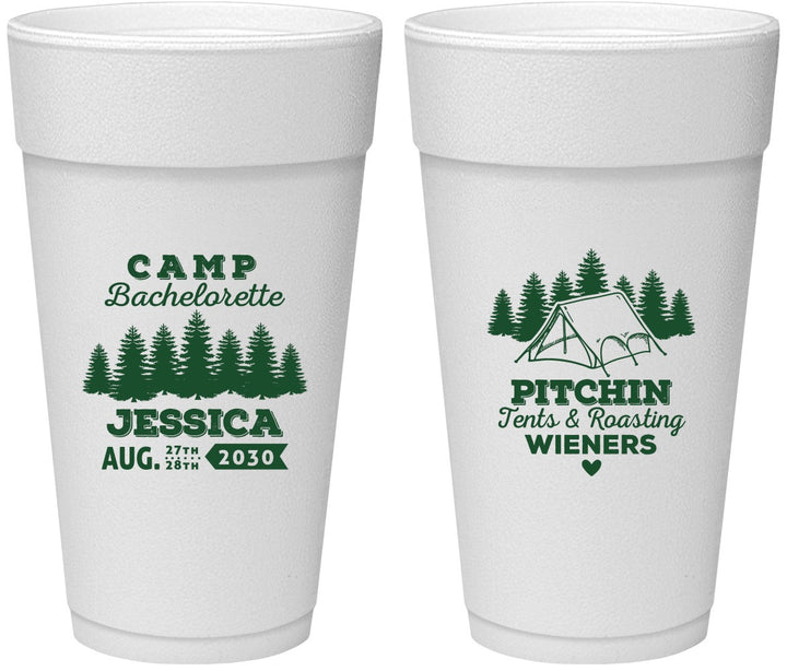 Personalized Bachelorette 24 oz Foam Cups - Camping | 60124
