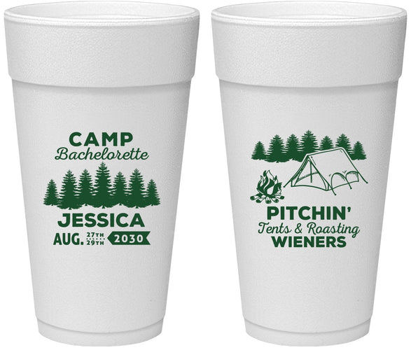 Personalized Bachelorette 24 oz Foam Cups - Camping | 60125