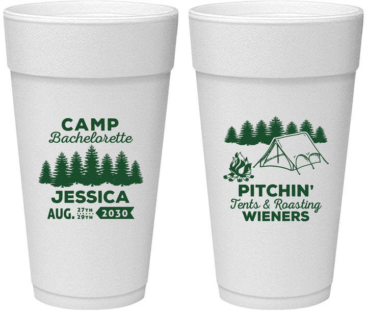 Personalized Bachelorette 24 oz Foam Cups - Camping | 60125