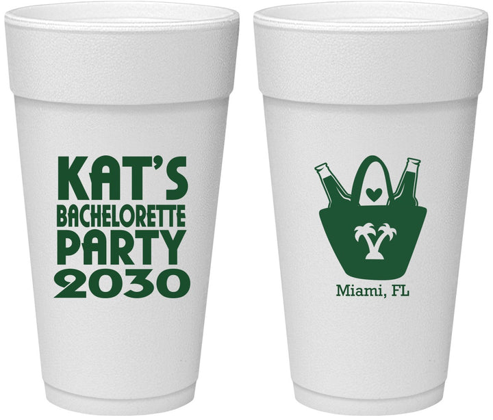 Personalized Bachelorette 24 oz Foam Cups - Beach | 60126