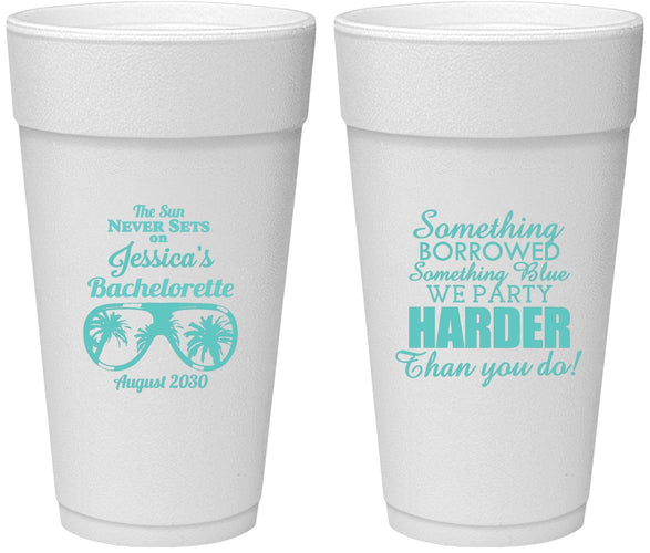Personalized Bachelorette 24 oz Foam Cups - Something Borrowed | 60132