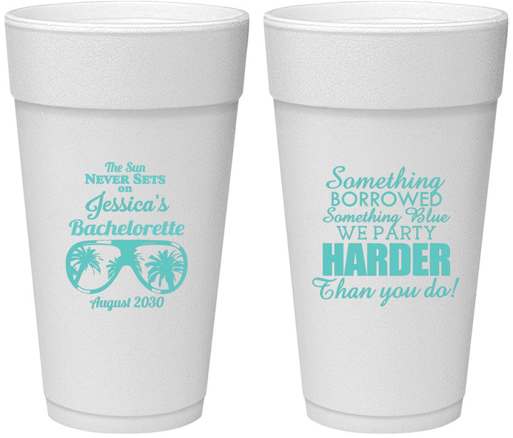 Personalized Bachelorette 24 oz Foam Cups - Something Borrowed | 60132