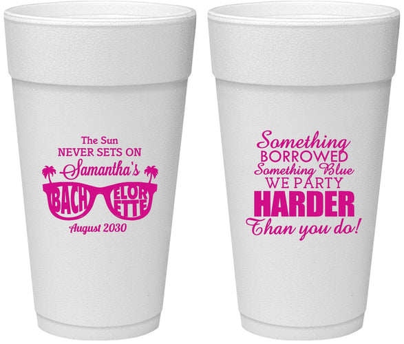 Personalized Bachelorette 24 oz Foam Cups - Something Borrowed | 60133