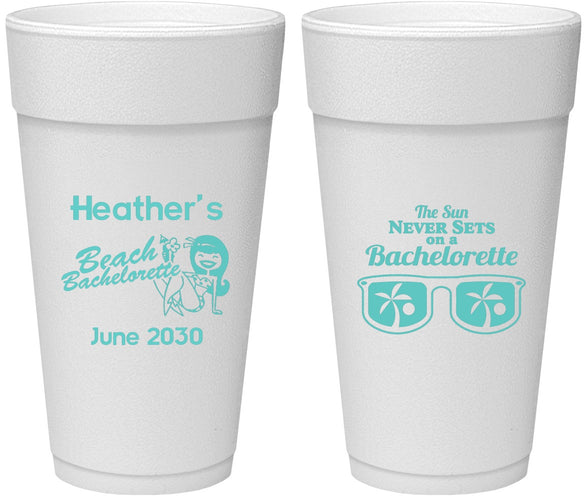 Personalized Bachelorette 24 oz Foam Cups - Beach | 60135