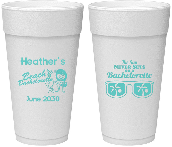 Personalized Bachelorette 24 oz Foam Cups - Beach | 60135