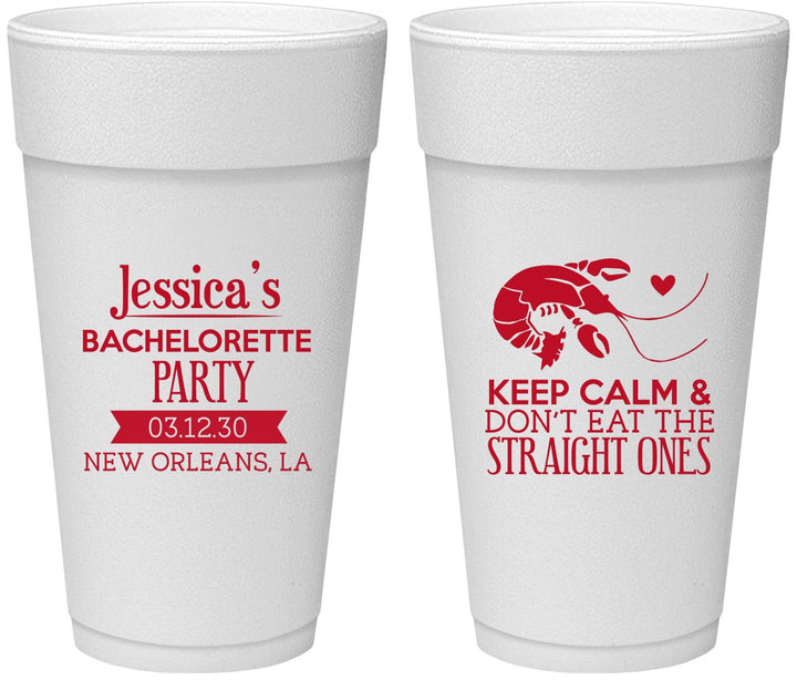 Personalized Bachelorette 24 oz Foam Cups - Crawfish Boil | 60137