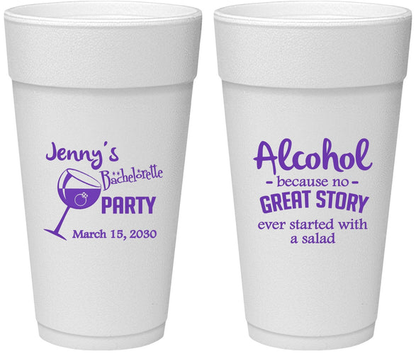Personalized Bachelorette 24 oz Foam Cups - Alcohol | 60138