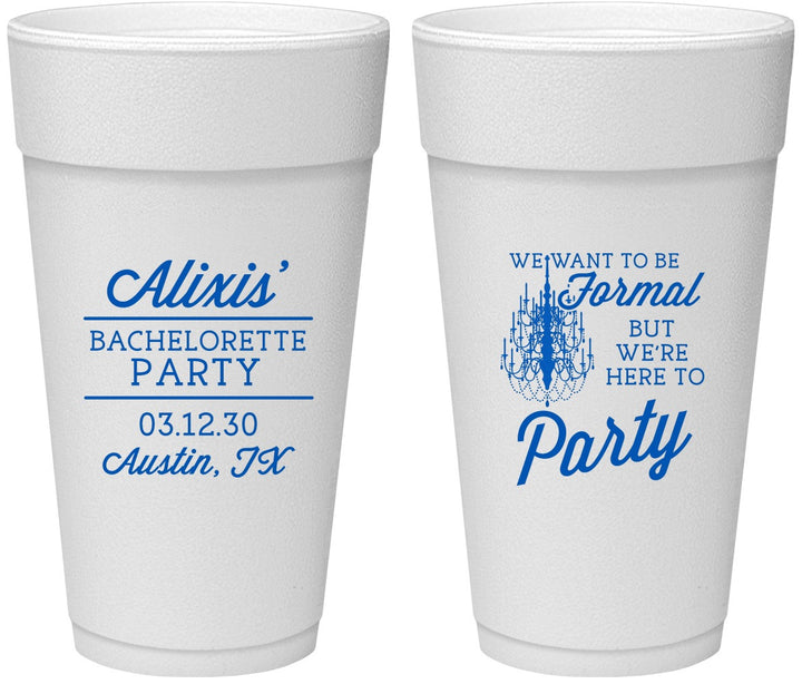 Personalized Bachelorette 24 oz Foam Cups - Formal Party | 60145