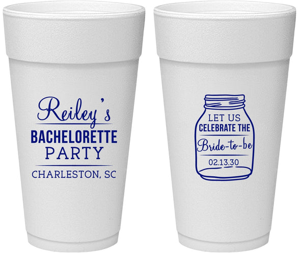 Personalized Bachelorette 24 oz Foam Cups - Bride To Be | 60146