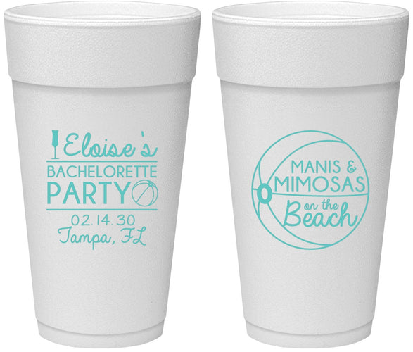 Personalized Bachelorette 24 oz Foam Cups - Manis Mimosas | 60149