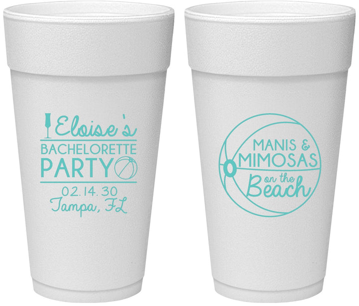 Personalized Bachelorette 24 oz Foam Cups - Manis Mimosas | 60149