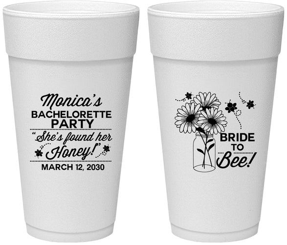 Personalized Bachelorette 24 oz Foam Cups - Bride To Bee | 60152