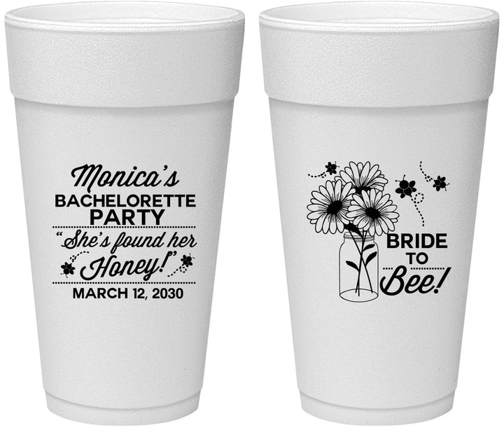 Personalized Bachelorette 24 oz Foam Cups - Bride To Bee | 60152