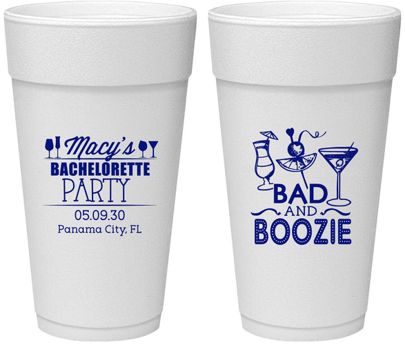 Personalized Bachelorette 24 oz Foam Cups - Bad And Boozie | 60155