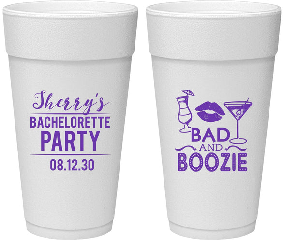 Personalized Bachelorette 24 oz Foam Cups - Bad And Boozie | 60156