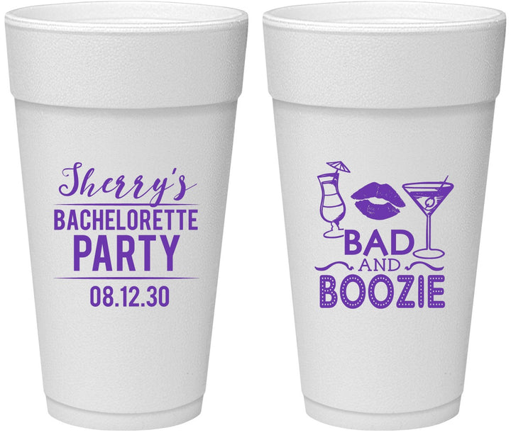Personalized Bachelorette 24 oz Foam Cups - Bad And Boozie | 60156