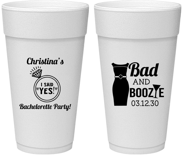 Personalized Bachelorette 24 oz Foam Cups - Bad And Boozie | 60157