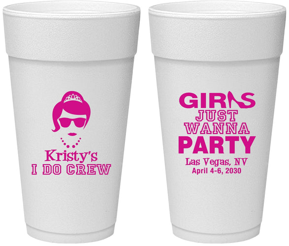 Personalized Bachelorette 24 oz Foam Cups - Girls Just Wanna Party | 60158