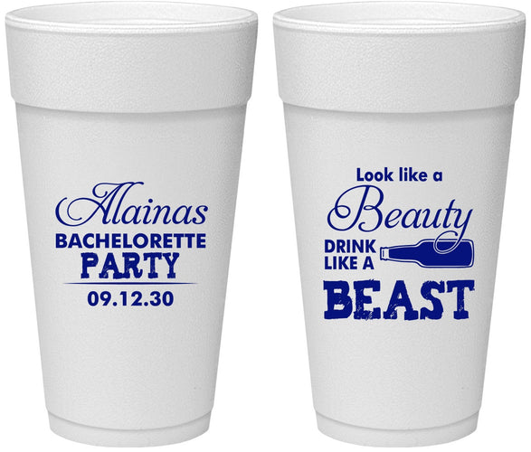 Personalized Bachelorette 24 oz Foam Cups - Beauty Beast | 60161
