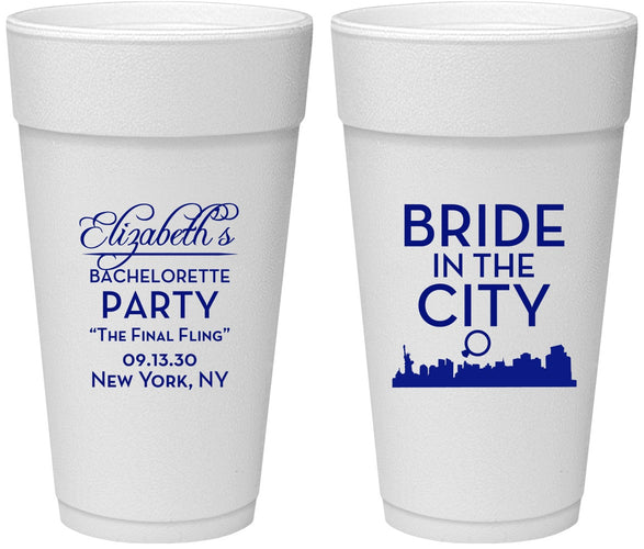Personalized Bachelorette 24 oz Foam Cups - New York | 60162