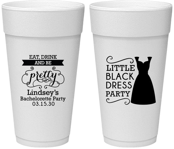 Personalized Bachelorette 24 oz Foam Cups - Little Black Dress | 60164