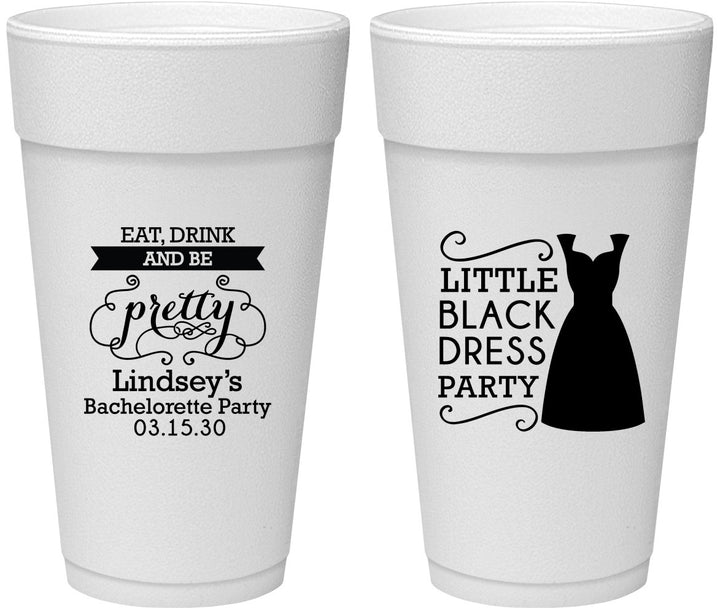 Personalized Bachelorette 24 oz Foam Cups - Little Black Dress | 60164