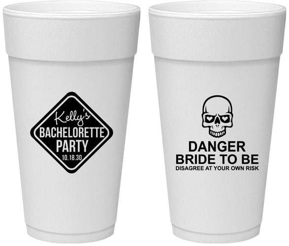 Personalized Bachelorette 24 oz Foam Cups - Danger Bride To Be | 60165
