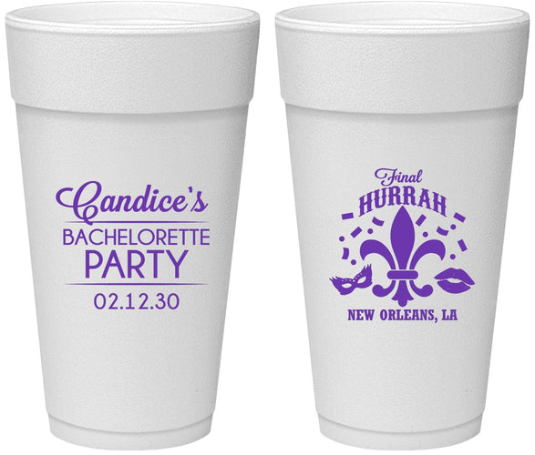 Personalized Bachelorette 24 oz Foam Cups - New Orleans | 60166